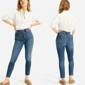 Everlane The Vintage Skinny Jean High Rise Indigo Button Fly 26 Ankle